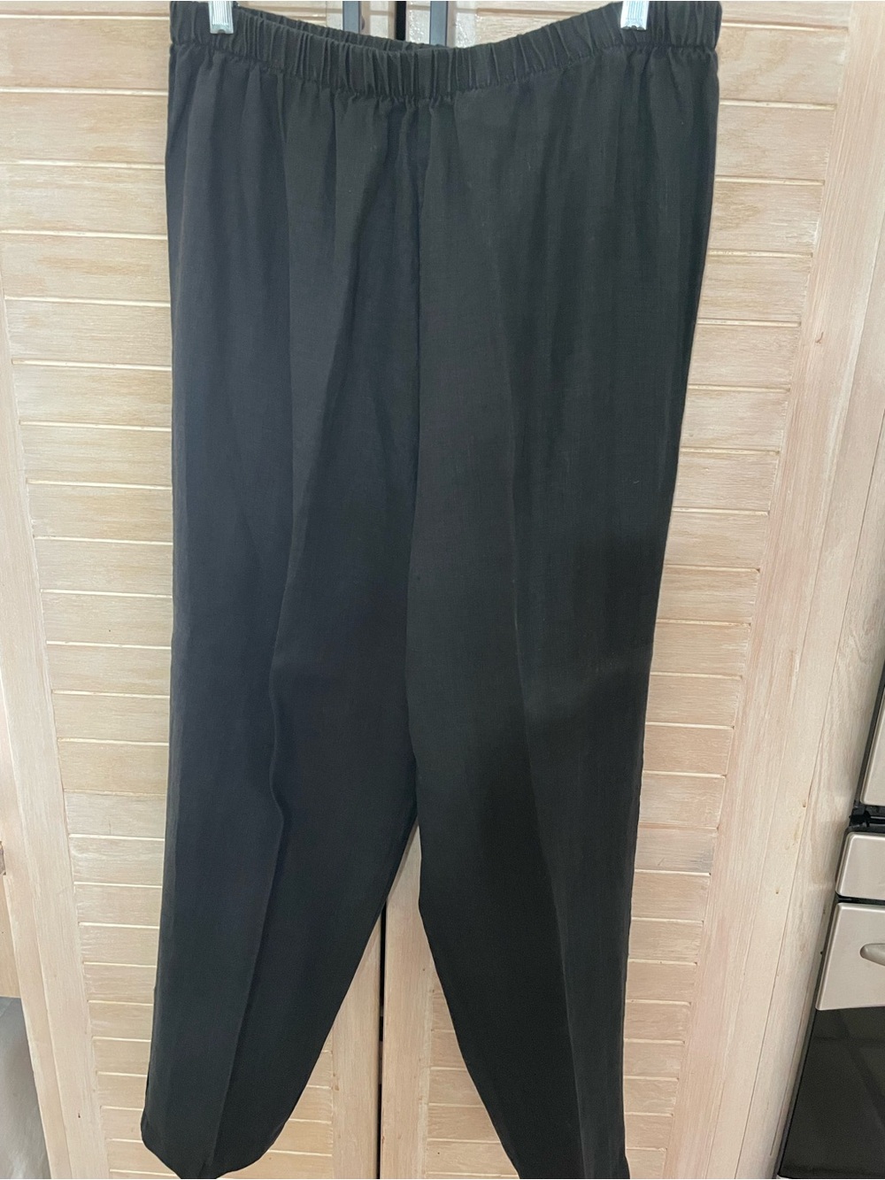 Hot Cotton Black Straight-Leg Elastic-Waist Pants